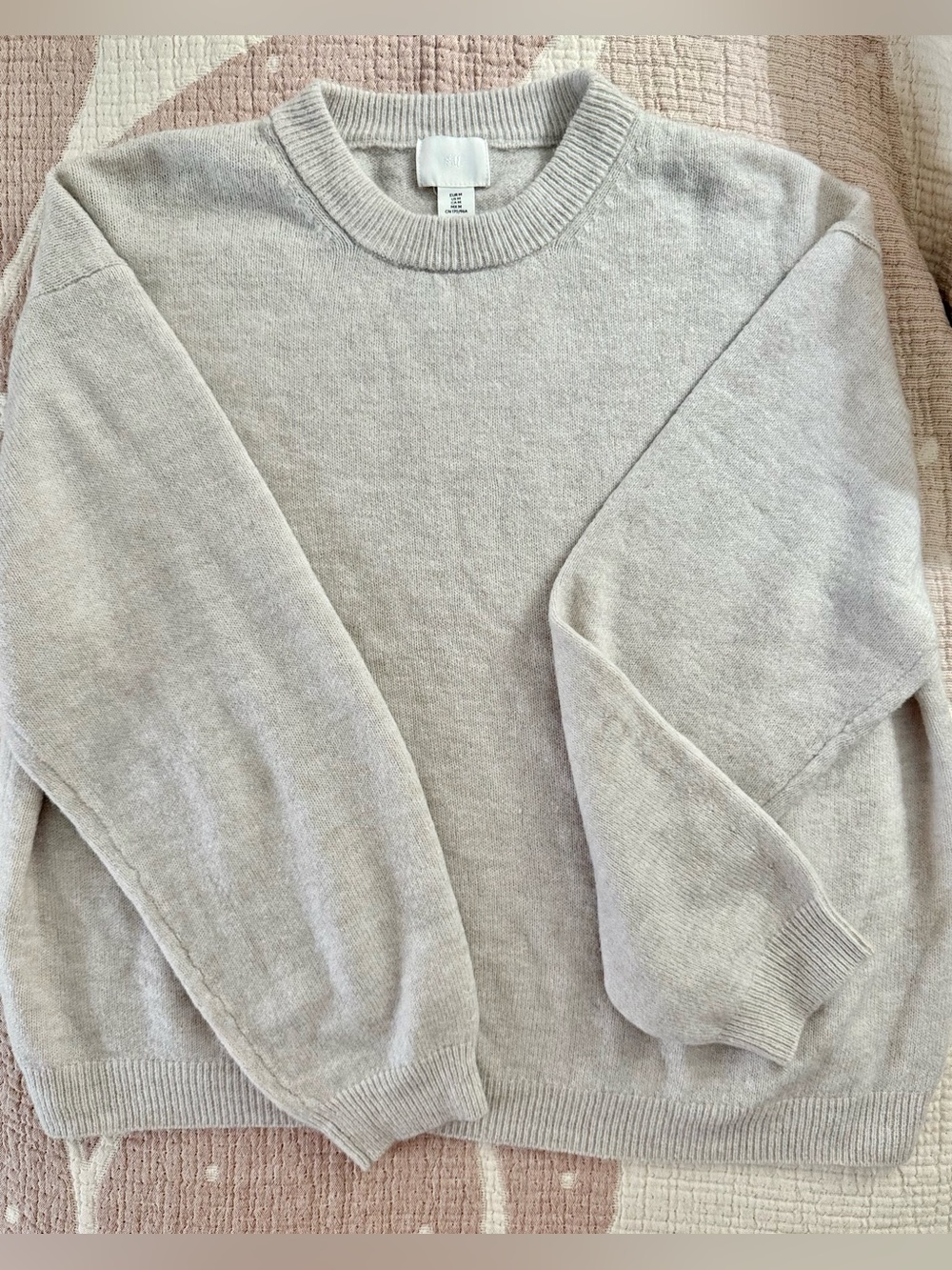 H &M BEIGE KNIT OVER-SIZED SWEATER CREW NECK NWOT